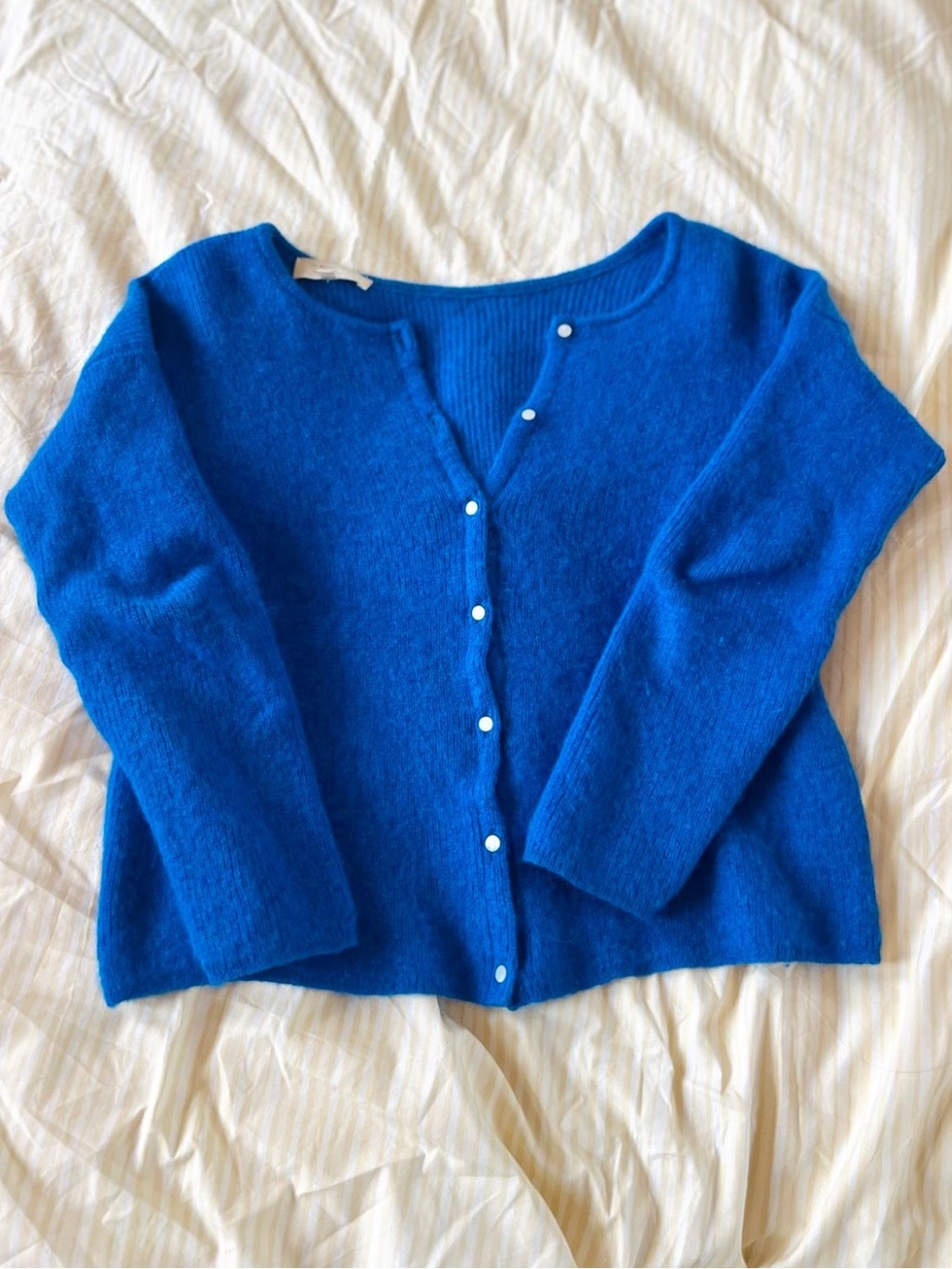 Sezane Gaspard Alpaca Wool Cardigan Sweater Electric Blue Size XS - Picture 3 of 7